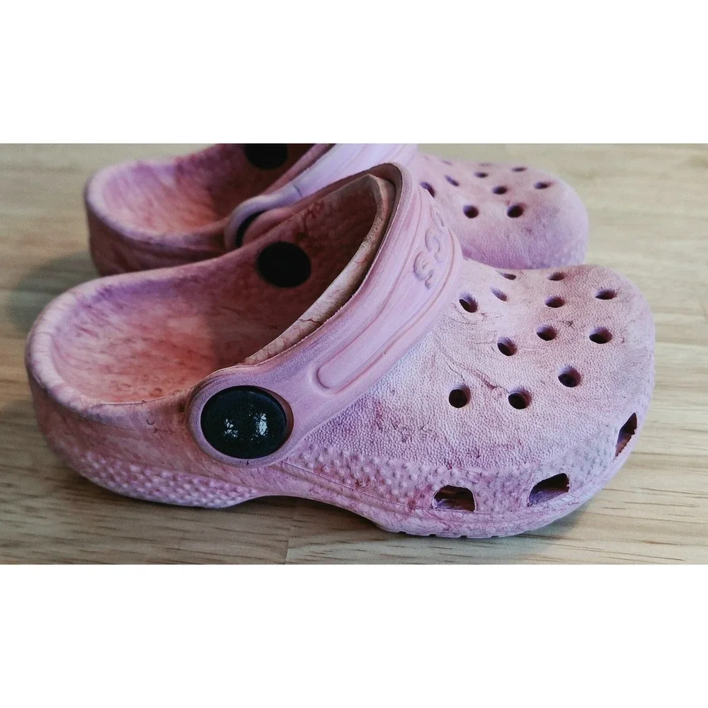 Crocs Classic Clog Kids Toddler C5 Pink Marbled Slip On Comfort Shoes Sandals